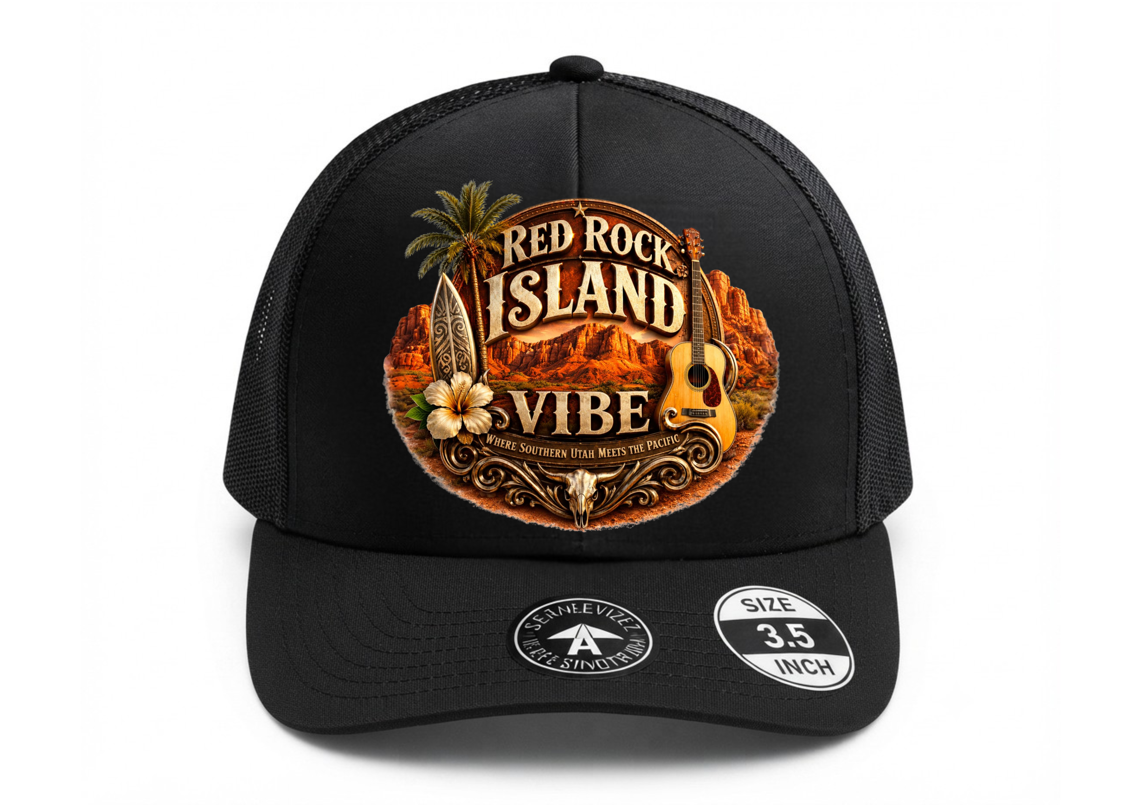 Red Rock Island Vibe Hat-Tropical Bold Patch Black & White