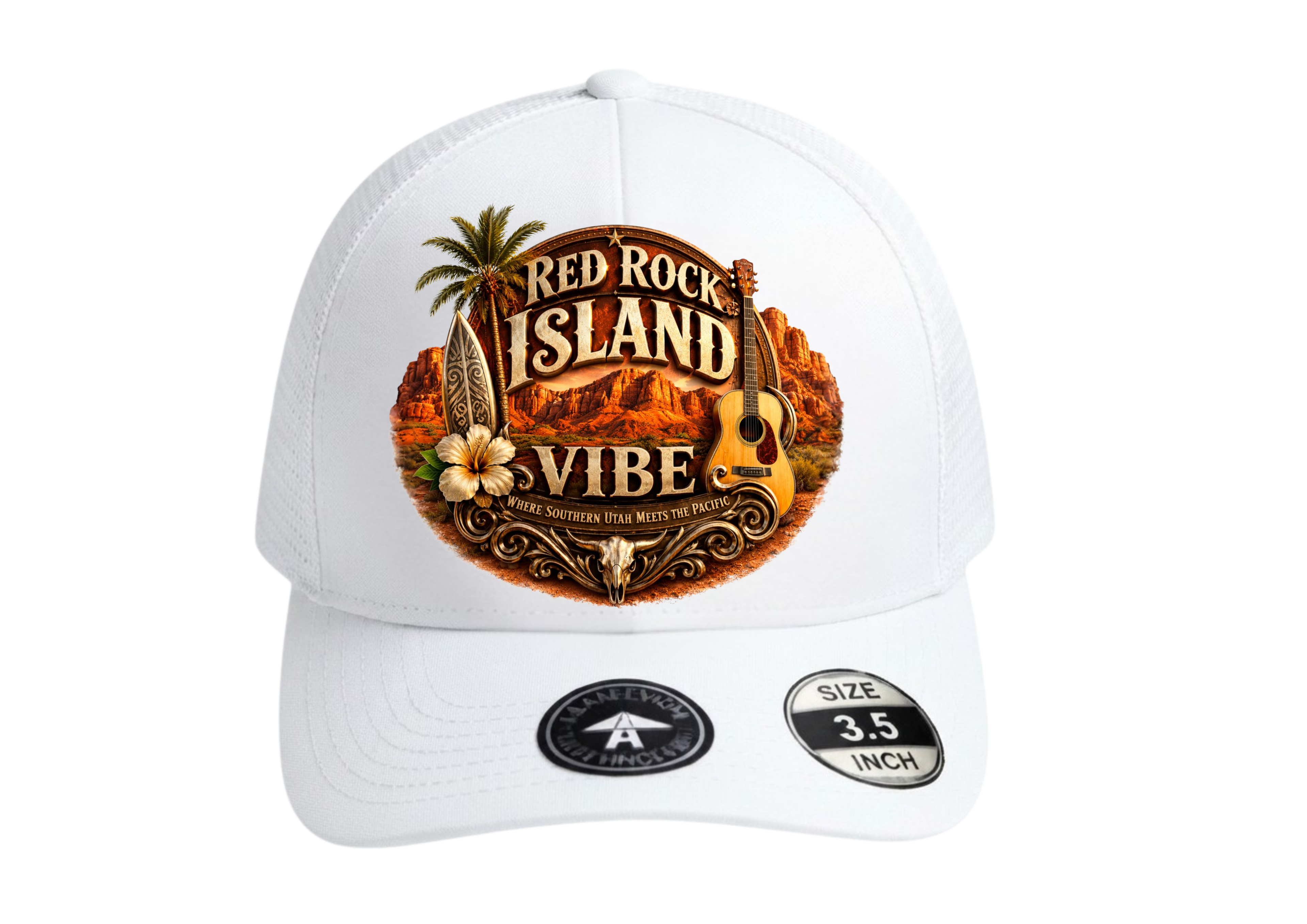 Red Rock Island Vibe Hat-Tropical Bold Patch Black & White
