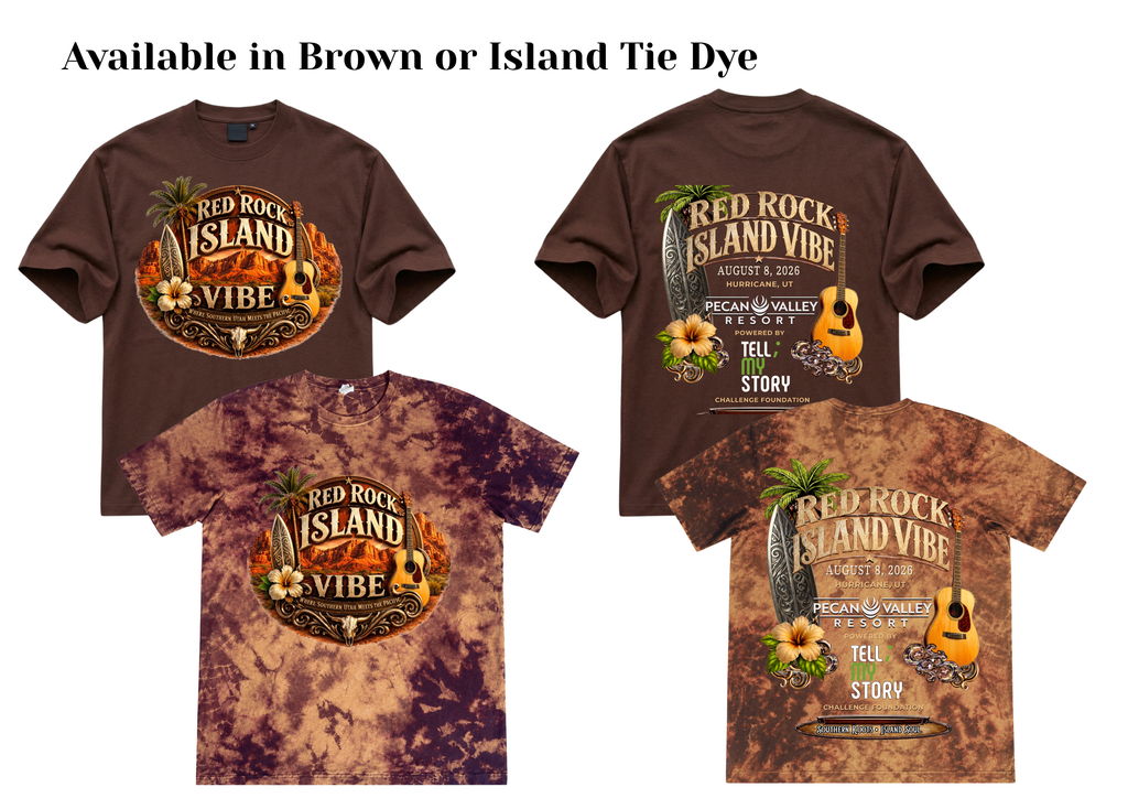 Red Rock Island Vibe Festival Tee-Desert and Island Music Graphic Shirt Brown/Island Tie Dye