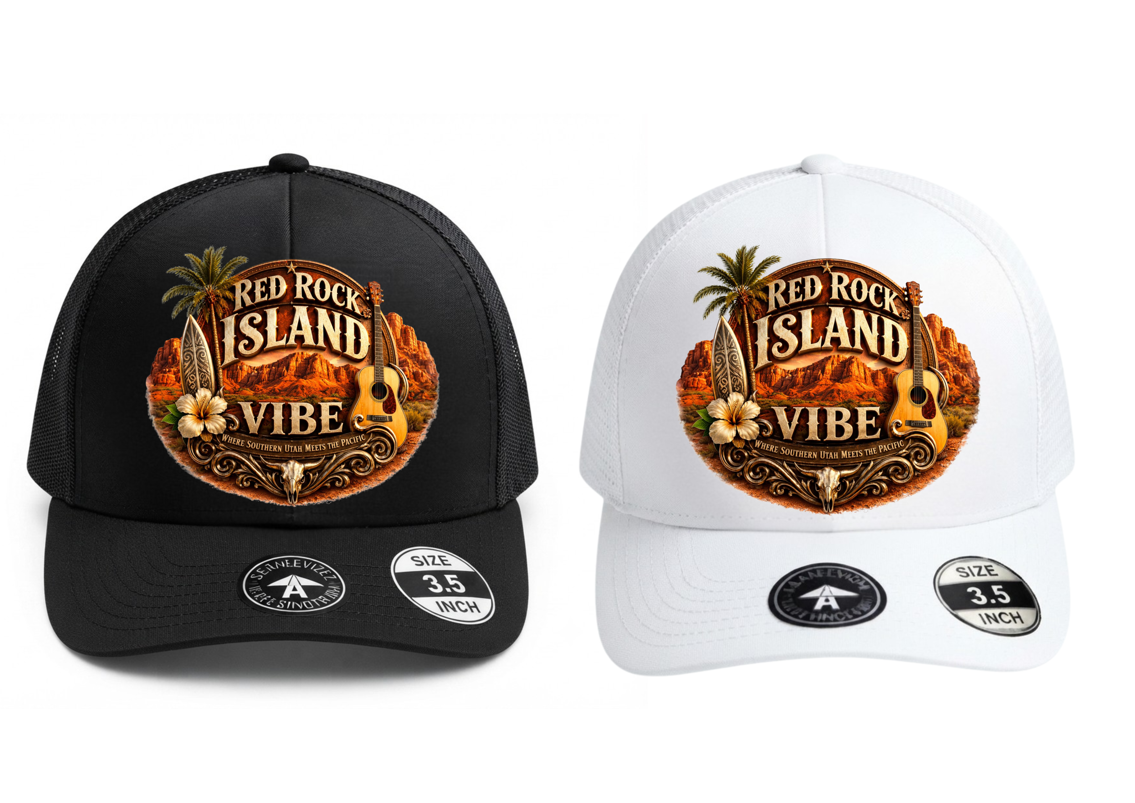 Red Rock Island Vibe Hat-Tropical Bold Patch Black & White
