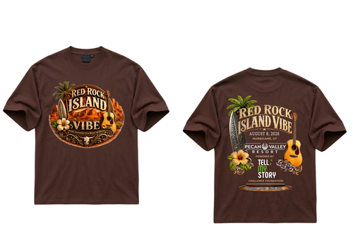 Red Rock Island Vibe Festival Tee-Desert and Island Music Graphic Shirt Brown/Island Tie Dye