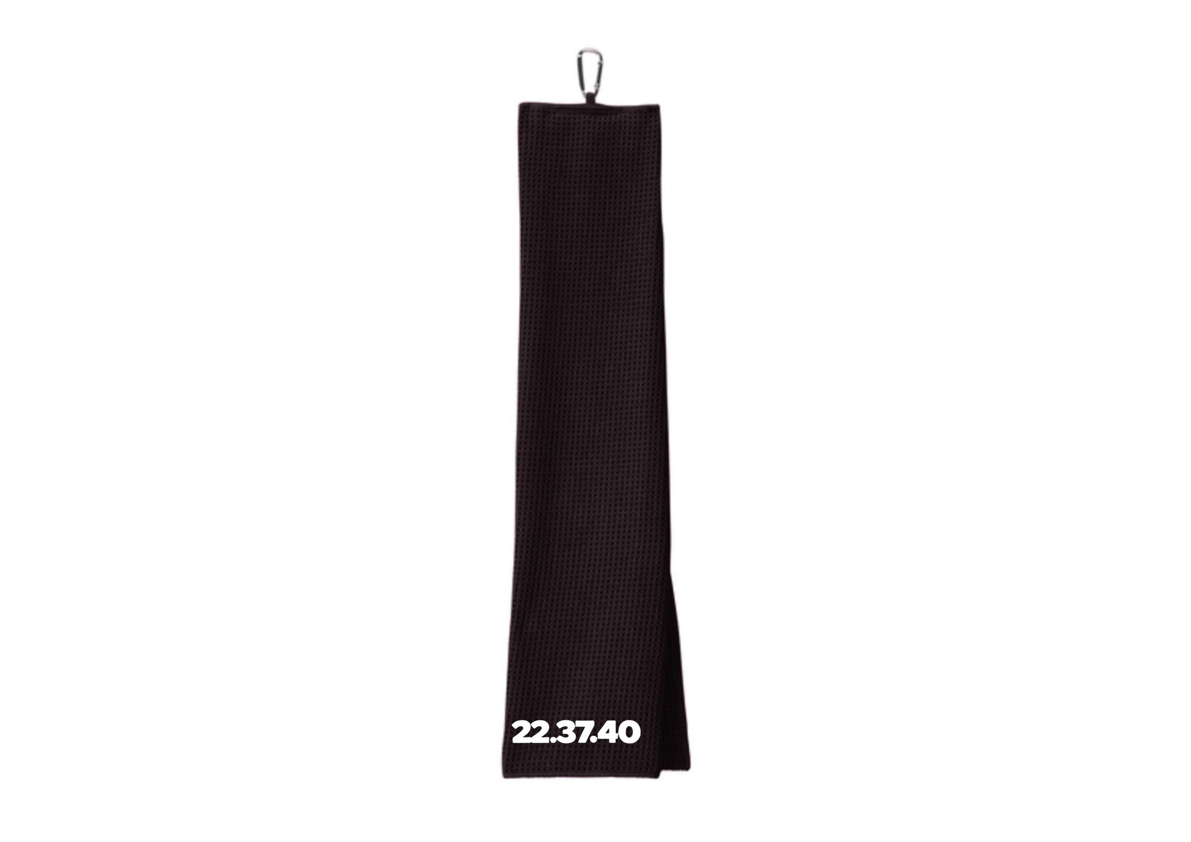 USO. Branded Item.  USO Performance Golf Towel – Black Microfiber Waffle Tri‑Fold
