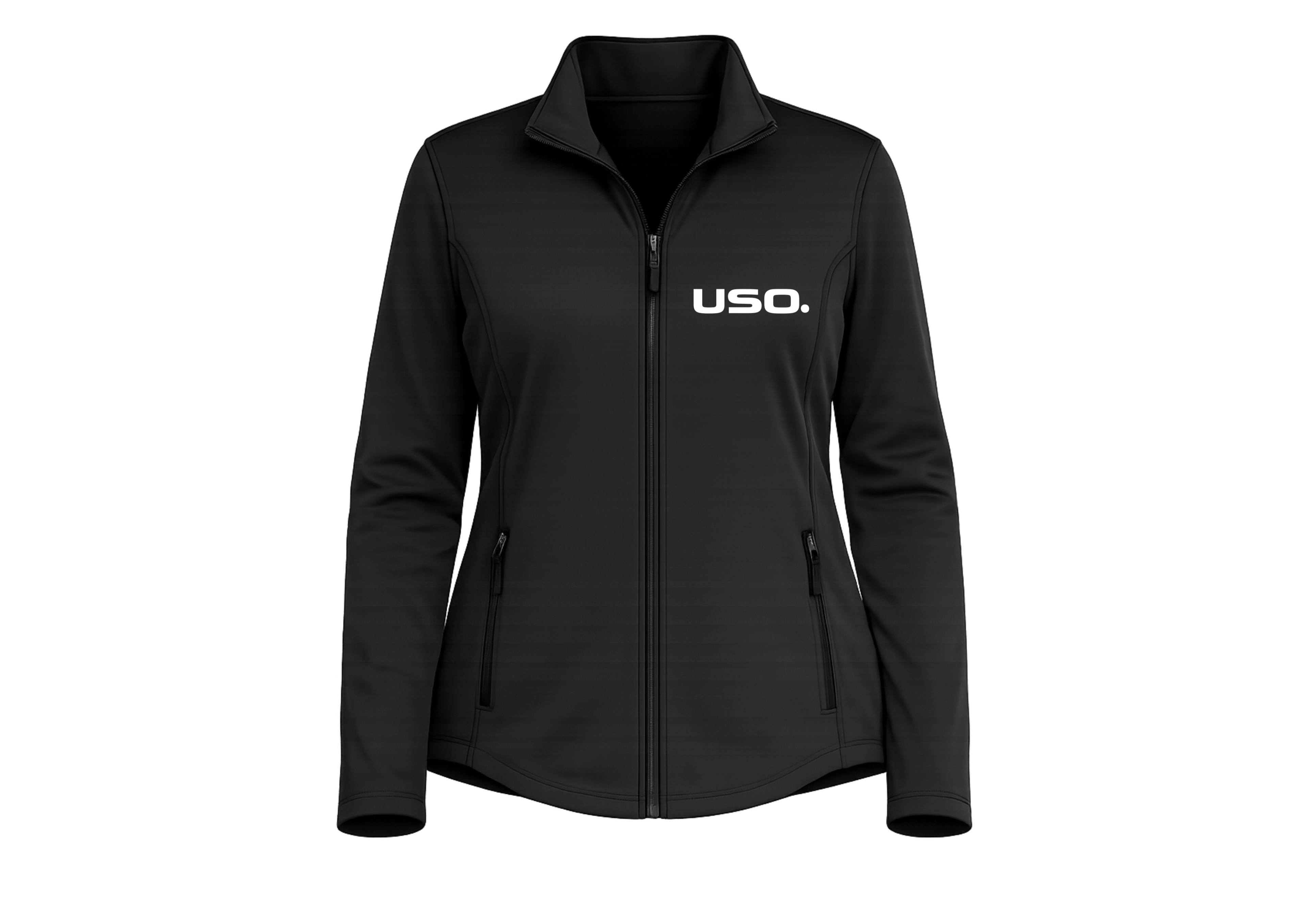 USO. Brand Apparel Women’s USO Premium Fleece Jacket – Smooth Face, Brushed Back Black