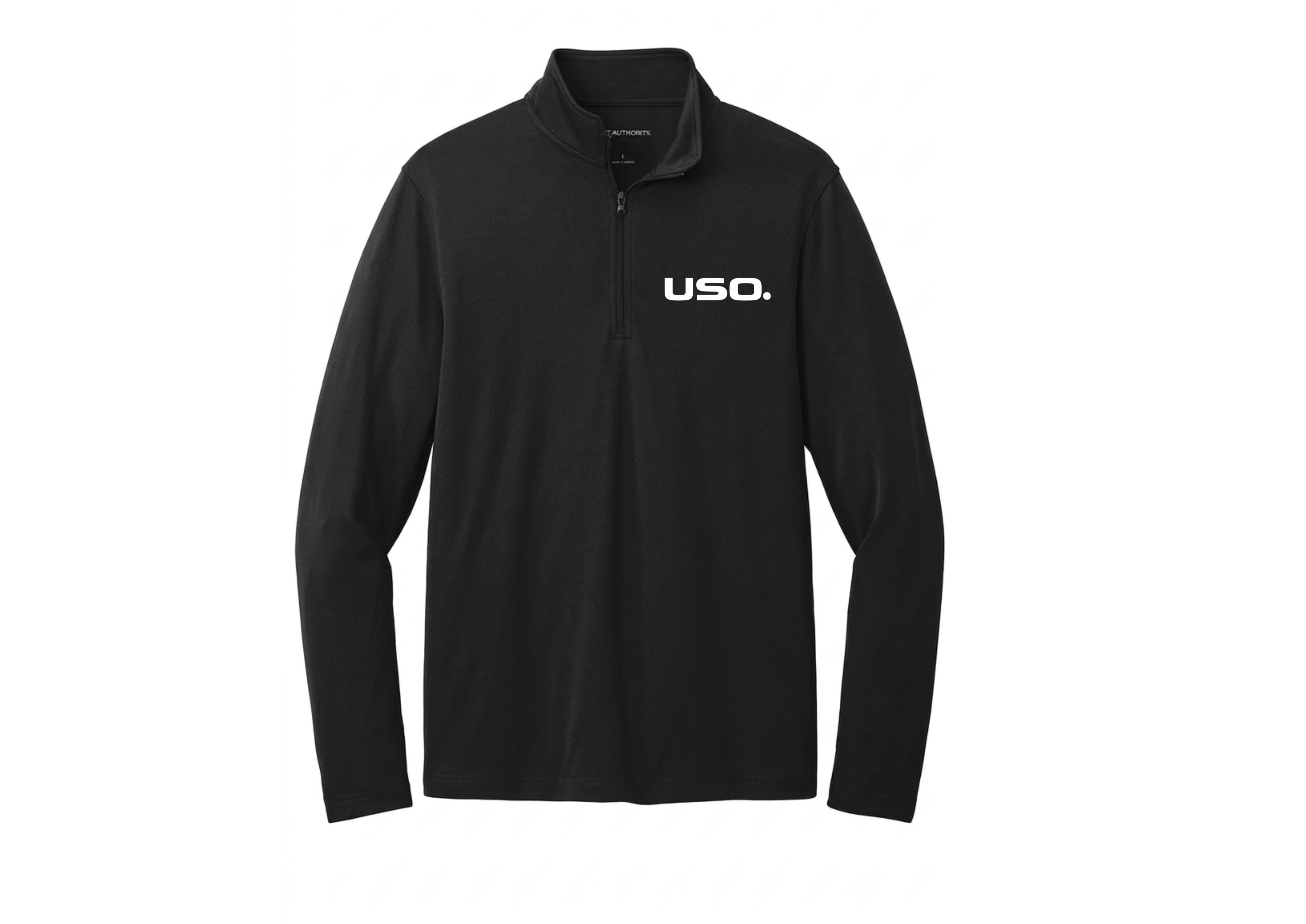 USO. Brand Apparel Men’s Performance 1/4 Zip Pull Over UV Jacket – Black Moister Wicking