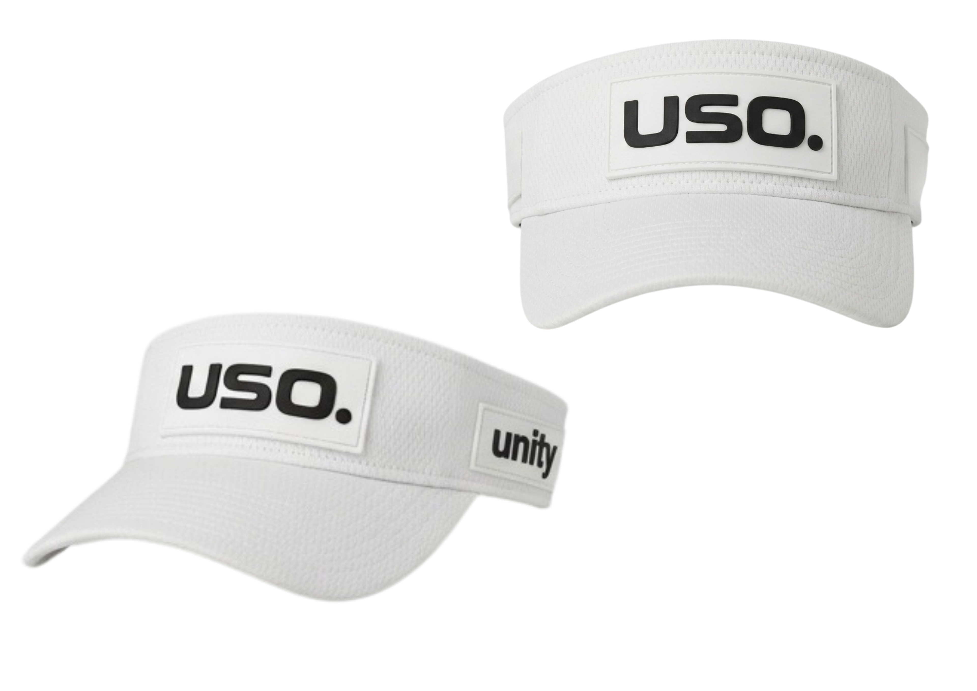USO. branded item. USO. Logo Modern Performance Visor-Black and White Modern Athletic Fit