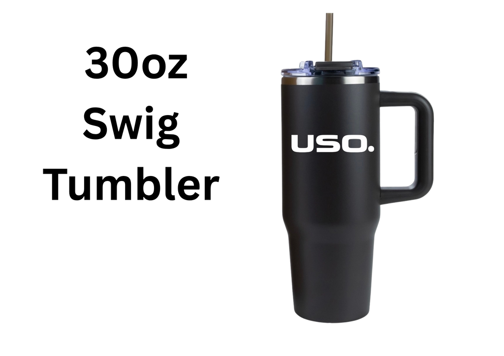 USO.Branded Item. USO. logo Premium Double Wall Insulated Tumbler-Black and White Stainless Performance Drinkware