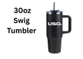 USO.Branded Item. USO. logo Premium Double Wall Insulated Tumbler-Black and White Stainless Performance Drinkware