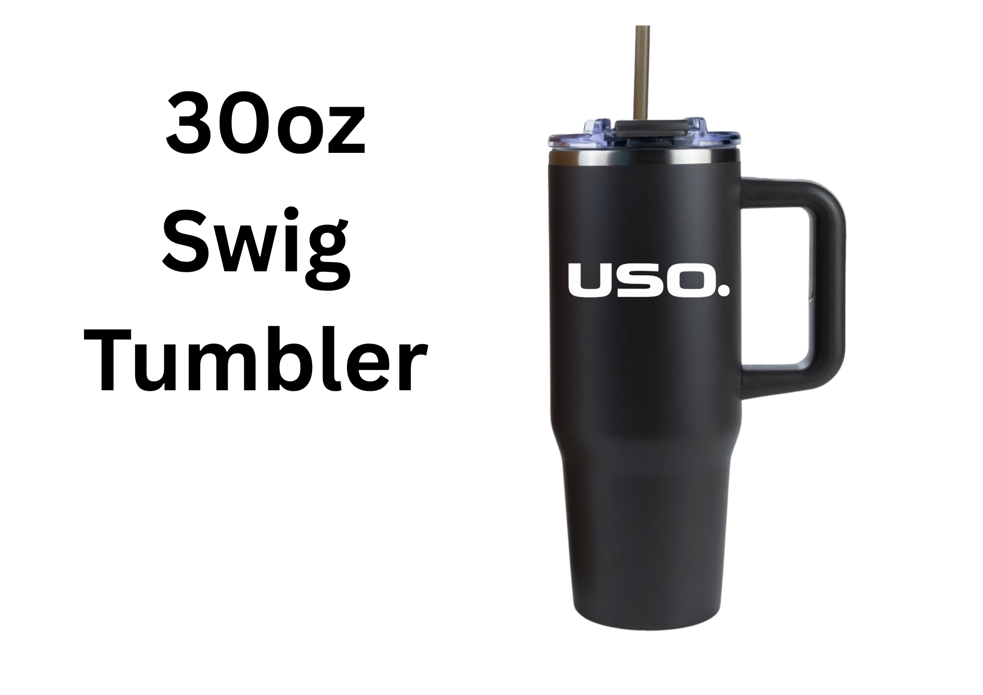 USO.Branded Item. USO. logo Premium Double Wall Insulated Tumbler-Black and White Stainless Performance Drinkware