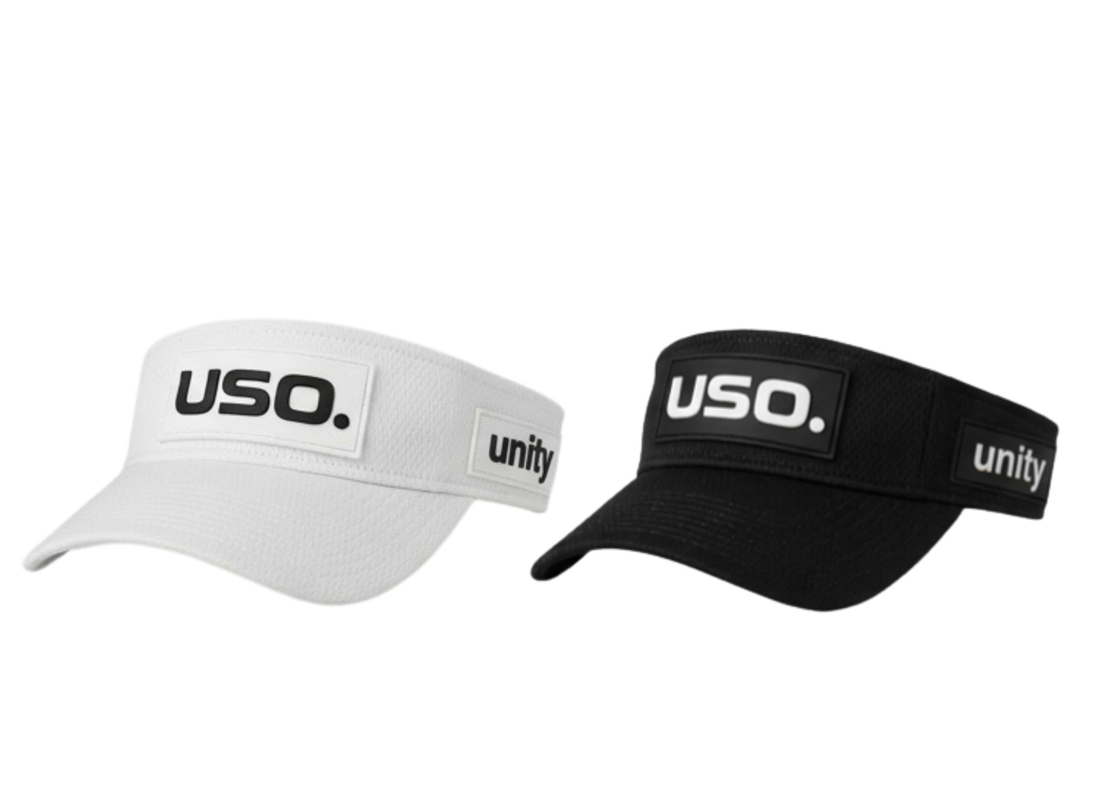 USO. branded item. USO. Logo Modern Performance Visor-Black and White Modern Athletic Fit