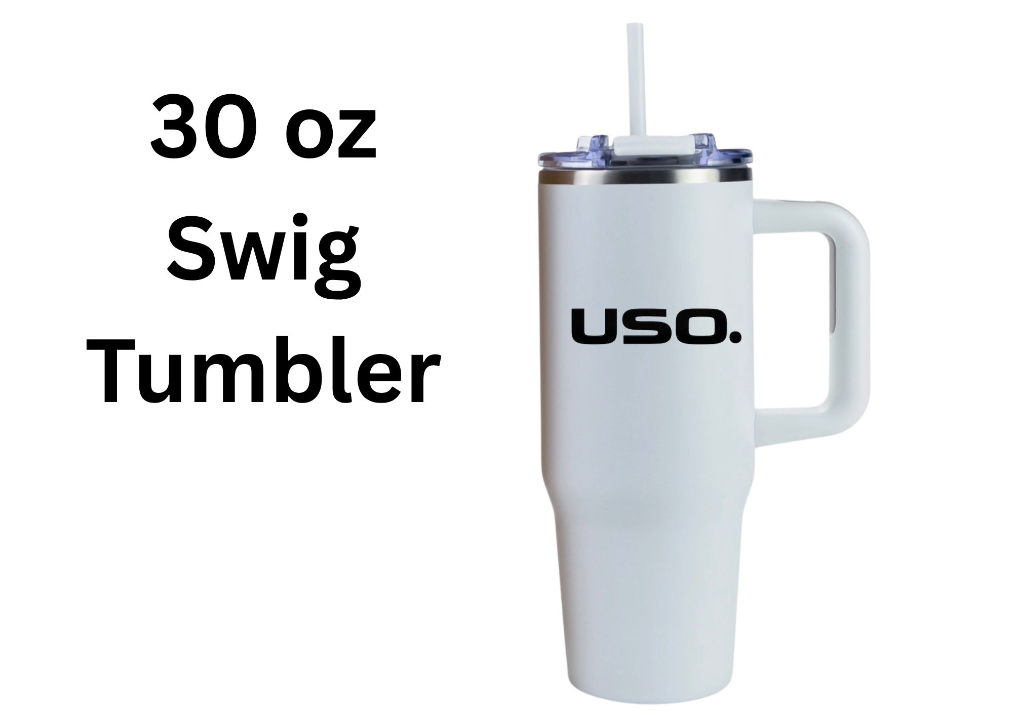 USO.Branded Item. USO. logo Premium Double Wall Insulated Tumbler-Black and White Stainless Performance Drinkware