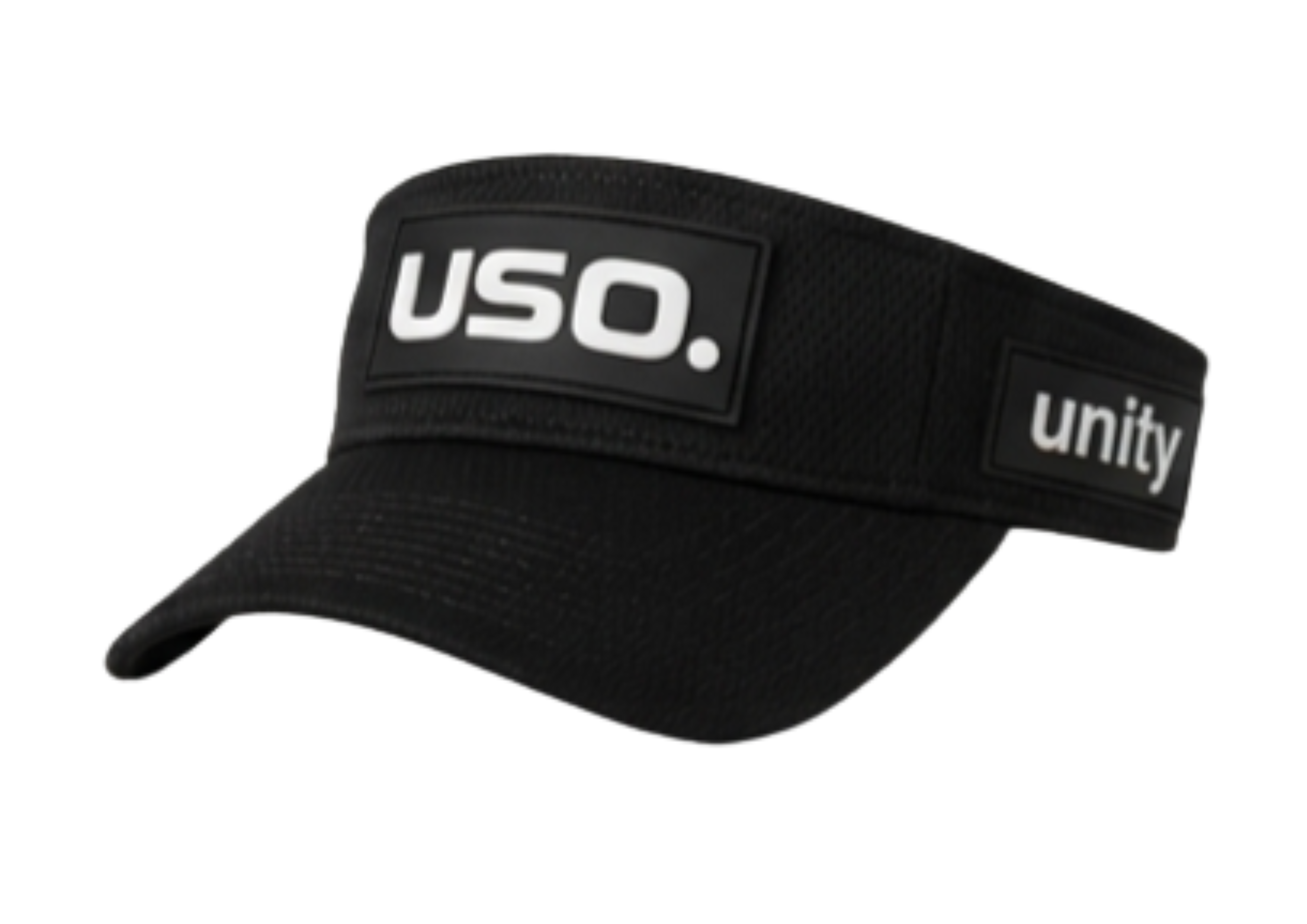 USO. branded item. USO. Logo Modern Performance Visor-Black and White Modern Athletic Fit