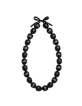 USO. Logo 33 in. Black Kukui Nut Lei – Hand‑Polished Polynesian Necklace