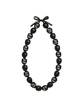 TELLMYSTORY  Logo 33in. Black Kukui Nut Lei - Hand-Polished Polynesian Unisex Traditional Island Necklace